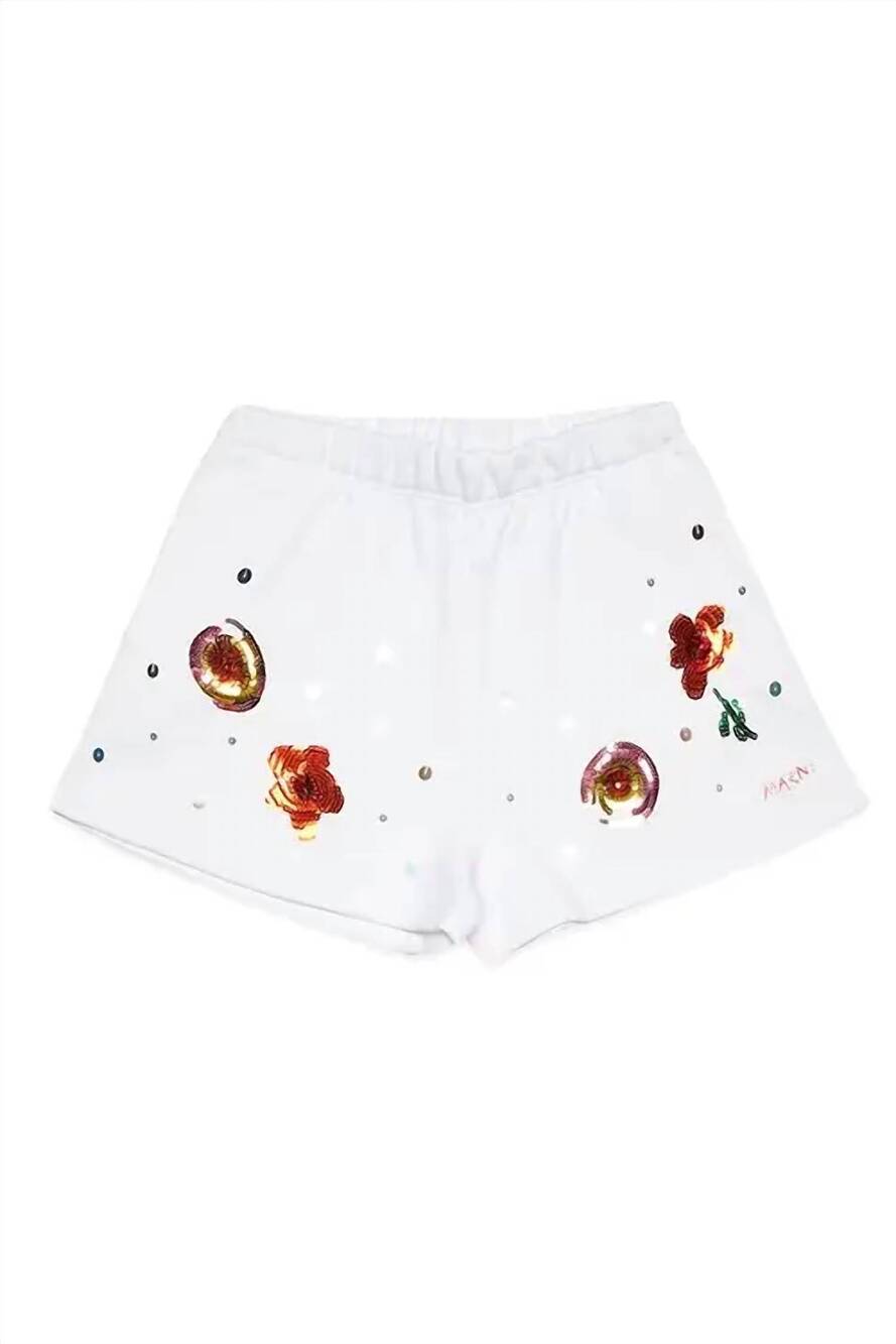NEW MARNI kids embroidered flower shorts in white